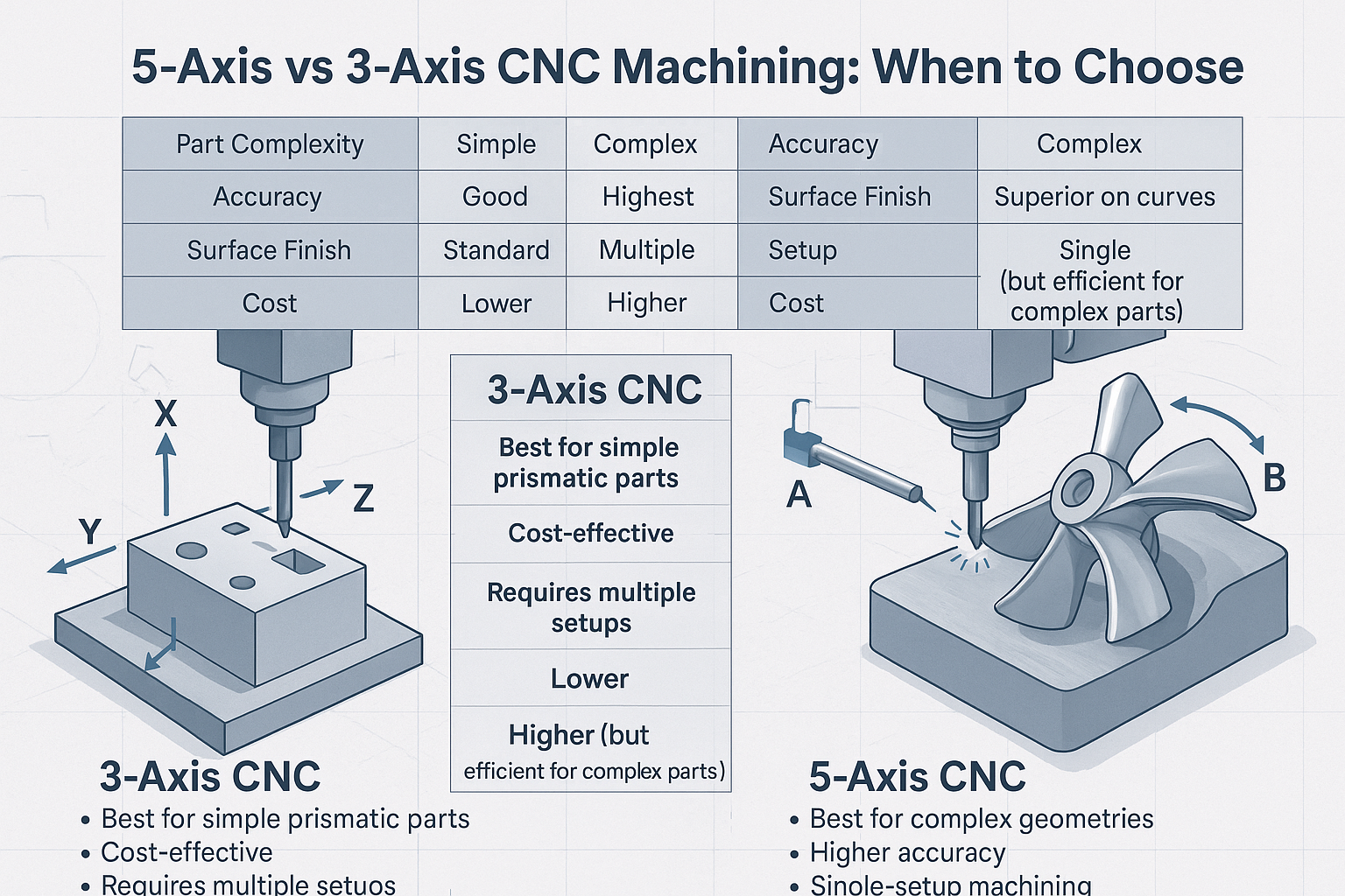 Usinage CNC 5 axes vs 3 axes