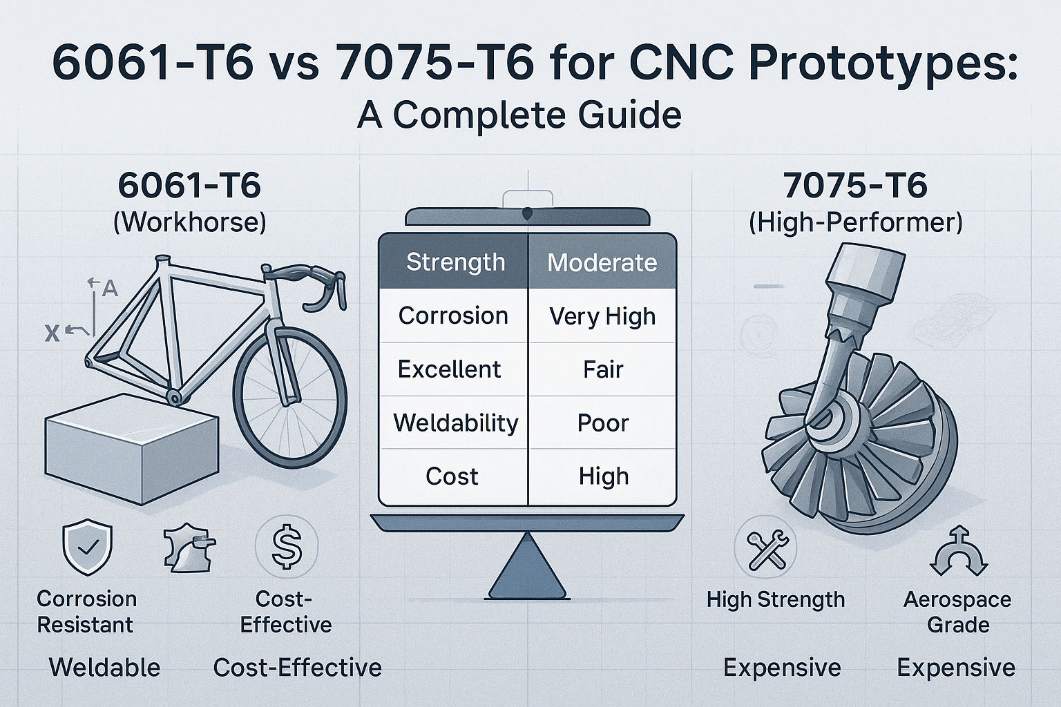 6061-T6 vs 7075-T6 pour prototypes CNC