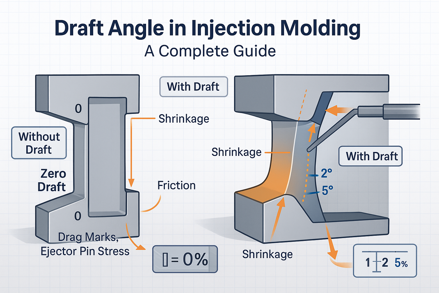 Angle de tirage pour le moulage par injection